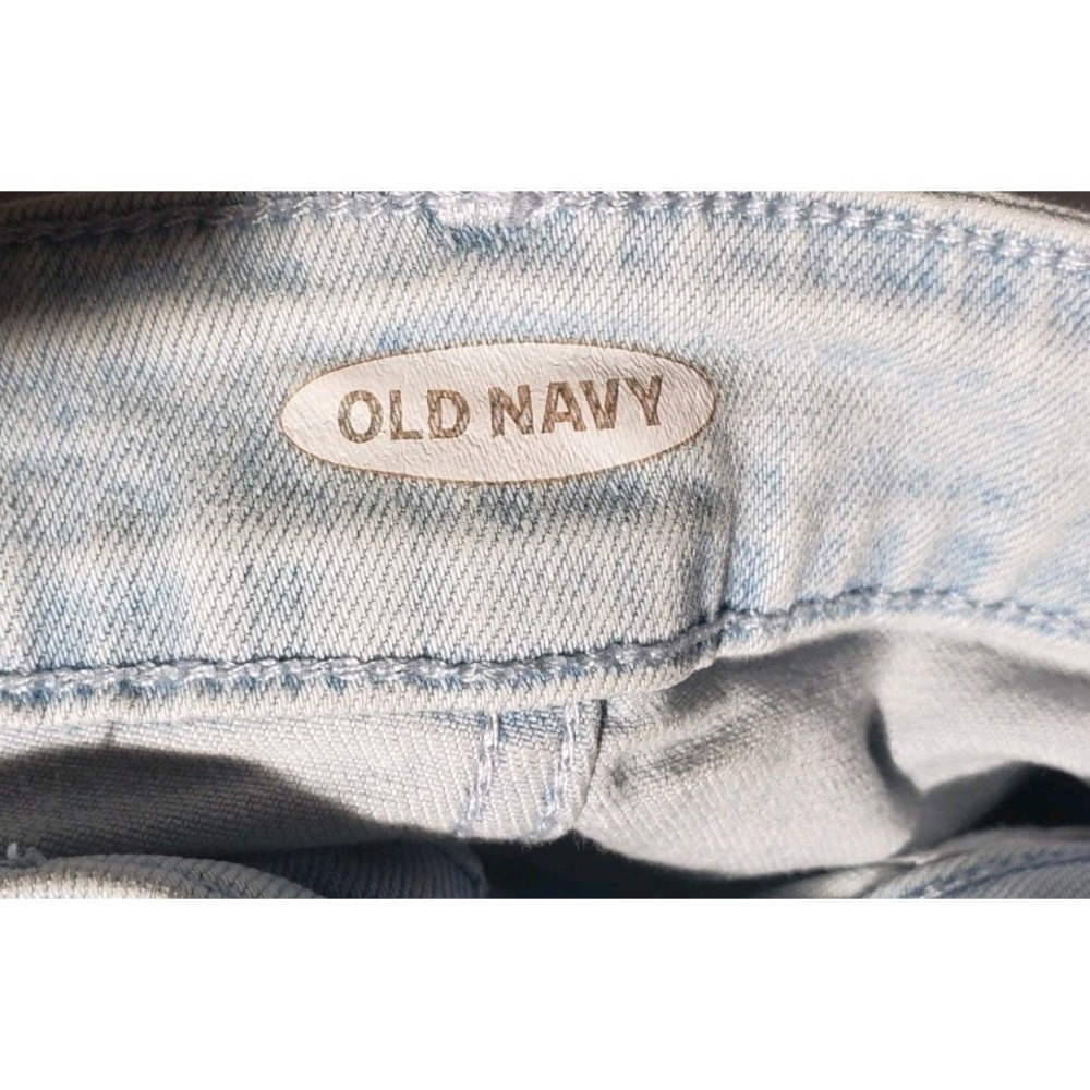 Old Navy Denim Jean Shorts Blue Stripe Light Wash Cuffed Stretch Women's Size 14 - Picture 7 of 10